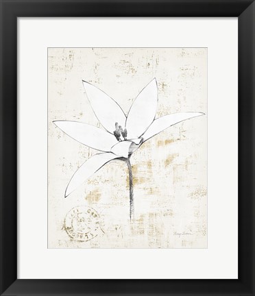 Framed Pencil Floral XII Gold Print