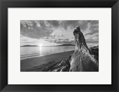 Framed Samish Bay Sunset I BW Print