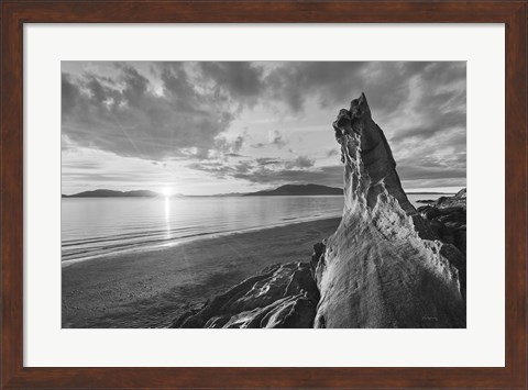 Framed Samish Bay Sunset I BW Print