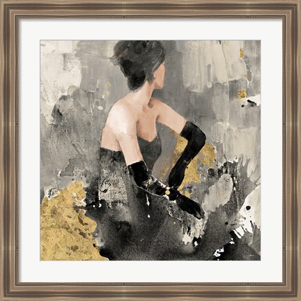 Framed Beautiful Gaze I Neutral Gold Print