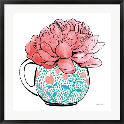 Framed Floral Teacups I Print