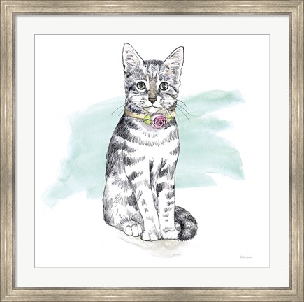 Framed Fancy Cats I Watercolor Print