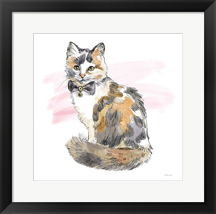 Framed Fancy Cats II Watercolor Print