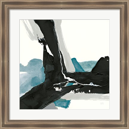 Framed Black and Teal III Print