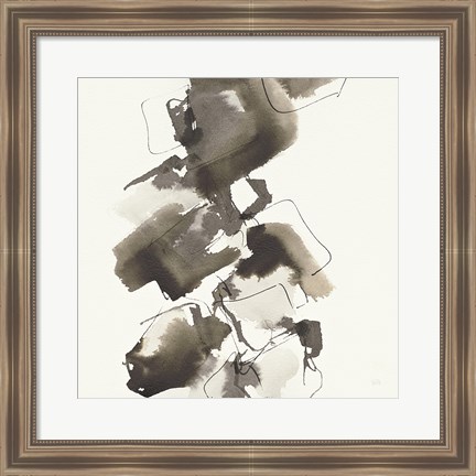 Framed Stacked II Greige Print