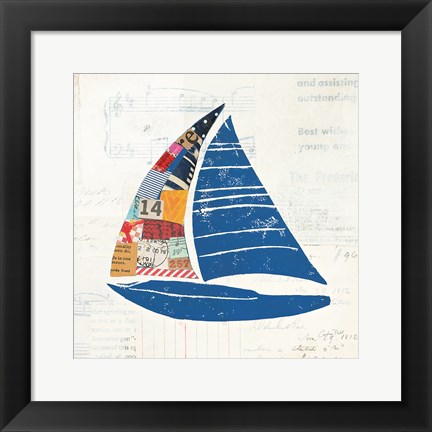 Framed Nautical Collage IV on Newsprint Print