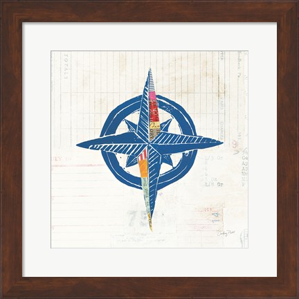 Framed Nautical Collage I on Newsprint Print