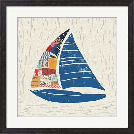 Framed Nautical Collage IV on Linen Print