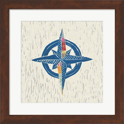 Framed Nautical Collage I on Linen Print