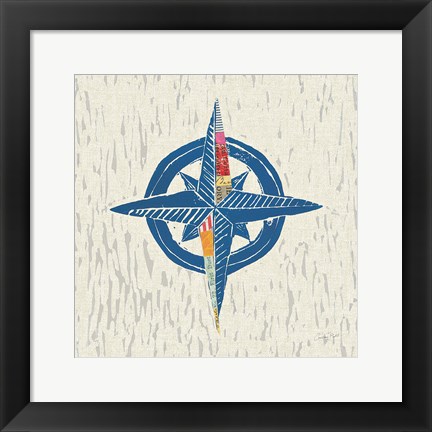 Framed Nautical Collage I on Linen Print