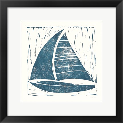 Framed Nautical Collage on White IV Print