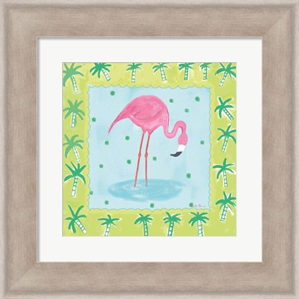 Framed Flamingo Dance III v2 Print