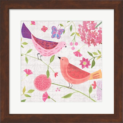 Framed Damask Floral and Bird IV v2 Print