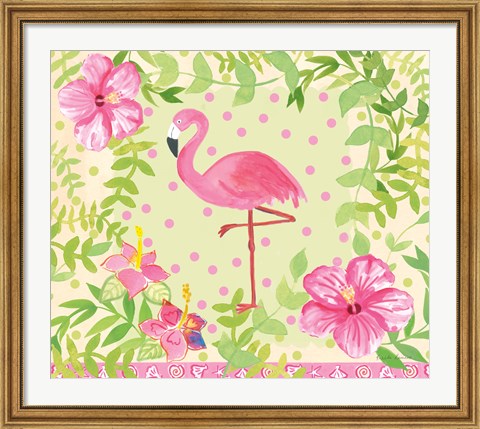 Framed Flamingo Dance I Print