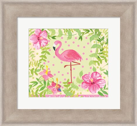 Framed Flamingo Dance I Print