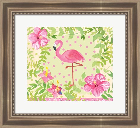 Framed Flamingo Dance I Print