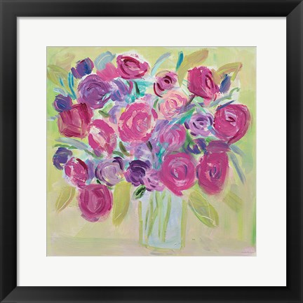 Framed Pink Roses Flower Print