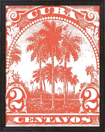 Framed Cuba Stamp IX Bright Print