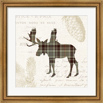 Framed Plaid Lodge IV Tan Print