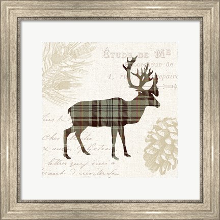 Framed Plaid Lodge I Tan Print