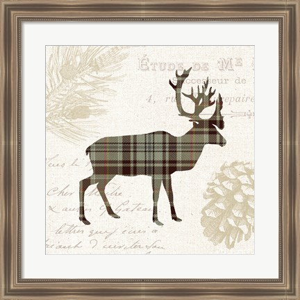 Framed Plaid Lodge I Tan Print