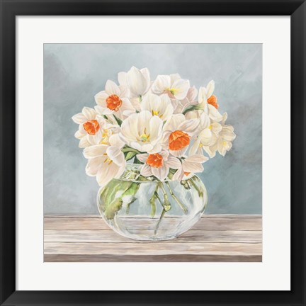 Framed Fleurs et Vases Aquamarine II Print