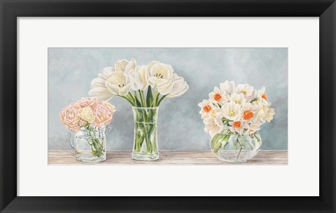 Framed Fleurs et Vases Aquamarine Print