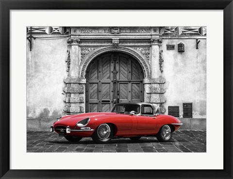 Framed Roadster in front of Classic Palace Print