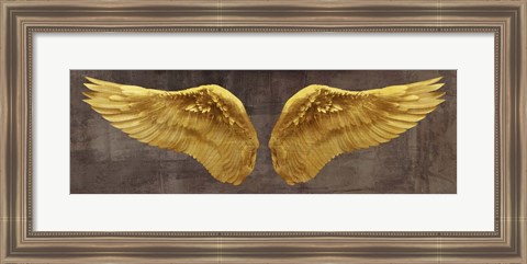 Framed Angel Wings (Gold I) Print