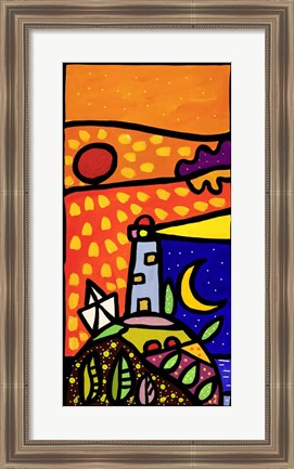 Framed Faro nella Notte Print