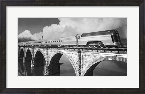 Framed Train on Bridge Print