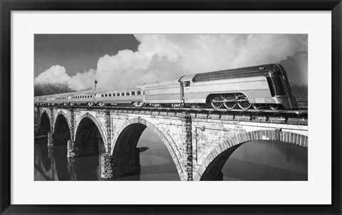 Framed Train on Bridge Print