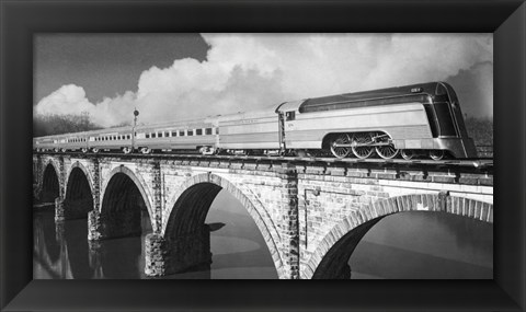 Framed Train on Bridge Print