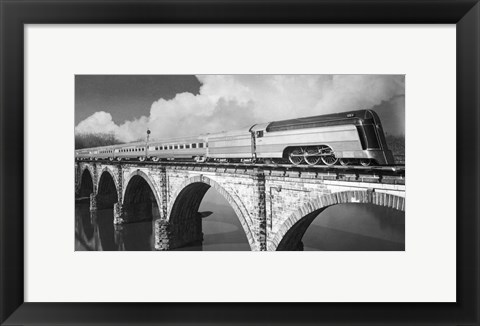 Framed Train on Bridge Print