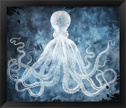 Framed Blue Octopus Print