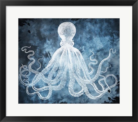 Framed Blue Octopus Print