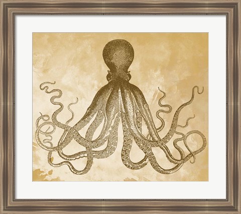 Framed Golden Octopus Print