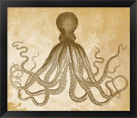 Framed Golden Octopus Print