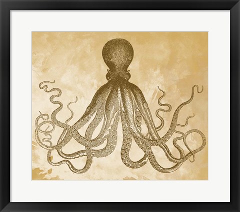 Framed Golden Octopus Print