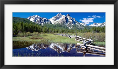 Framed McGown Peak Reflected on a Lake, Sawtooth Mountains, Idaho Print