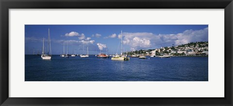 Framed Boats at a Harbor, Martinique, West Indies Print