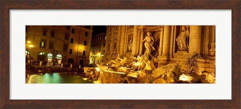 Framed Trevi Fountain at Night, Rome, Italy Print