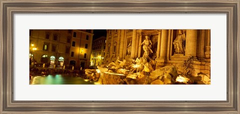 Framed Trevi Fountain at Night, Rome, Italy Print