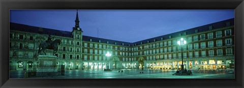 Framed Building Lit up at Dusk, Plaza Mayor, Madrid, Spain Print