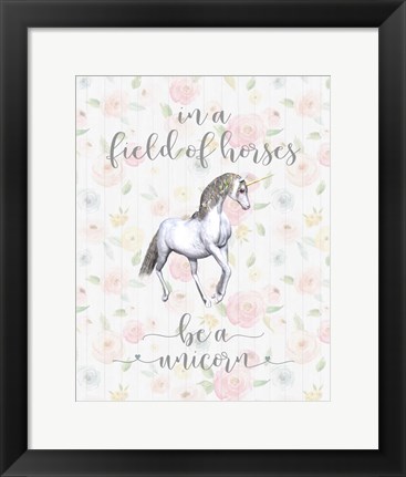 Framed Be a Unicorn Floral Print