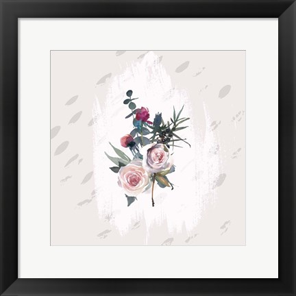 Framed Floral Bouquet on Grunge Square Print