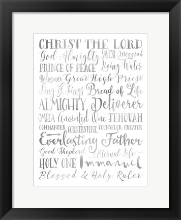 Framed Silver Names of God Print