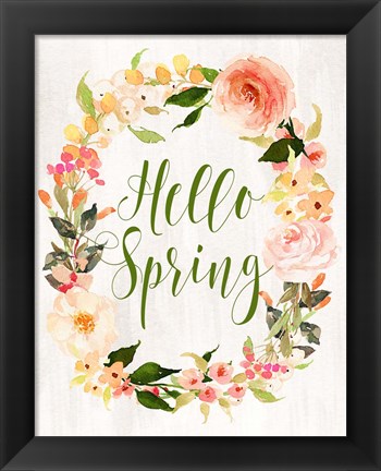 Framed Hello Spring Wreath II Print