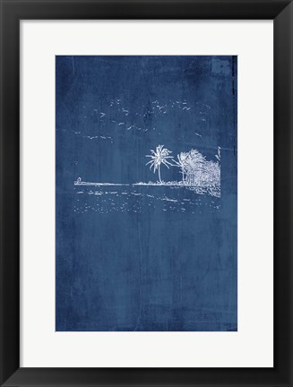 Framed Navy Beach Palm II Print