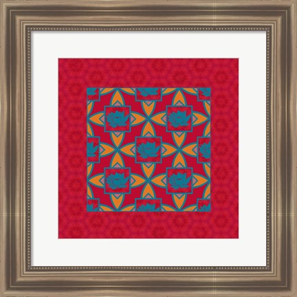 Framed Lotus Tile Colored II Print